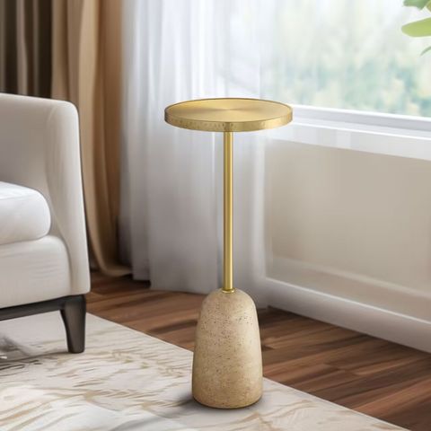 Mercer41 Iron Top Pedestal End Table, 24" H Gold Round Side Table With ... with regard to Unveiling the Remy White Pedestal Tables A Designer's Perspective